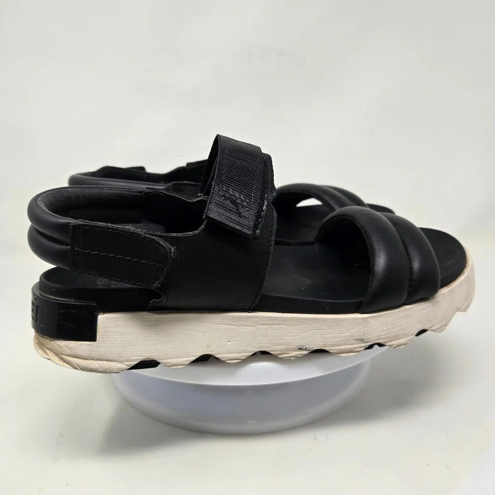 Sorel Kinetic Impact Slingback Sandals Black White NL4972-010 Womens 12